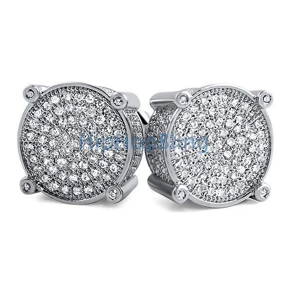 Earrings For Lean Ears-Micro Pave Solitaire CZ Bling Bling Earrings