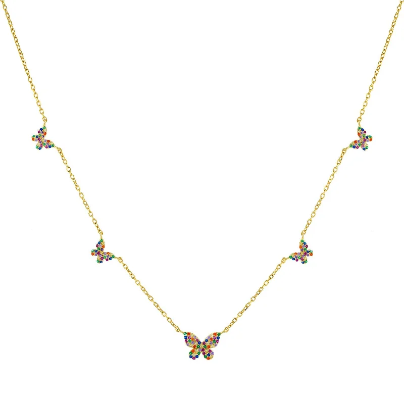 Five Butterfly Necklace Color Zirconium