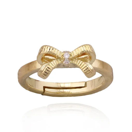 Rings Renewal Hacks-Gold Plated Ribbon Bow Ring