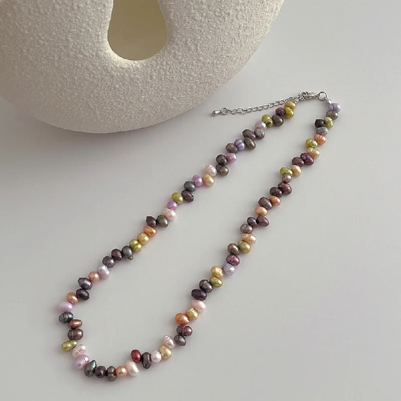 Necklaces For School Teens-Wholesale Glam Irregular Freshwater Pearl Copper Necklace