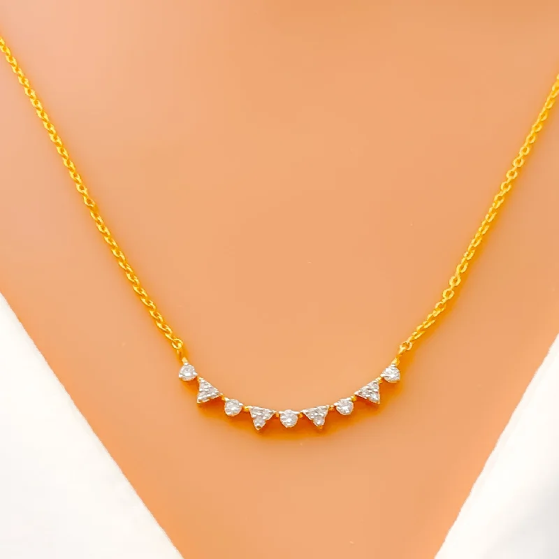 Necklaces For Chill Style-Lavish Alternating Diamond + 18k Gold Necklace