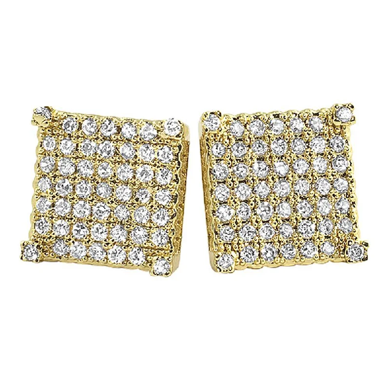 Most Hardy Earrings-Custom Micro Pave Earrings Gold CZ Cube