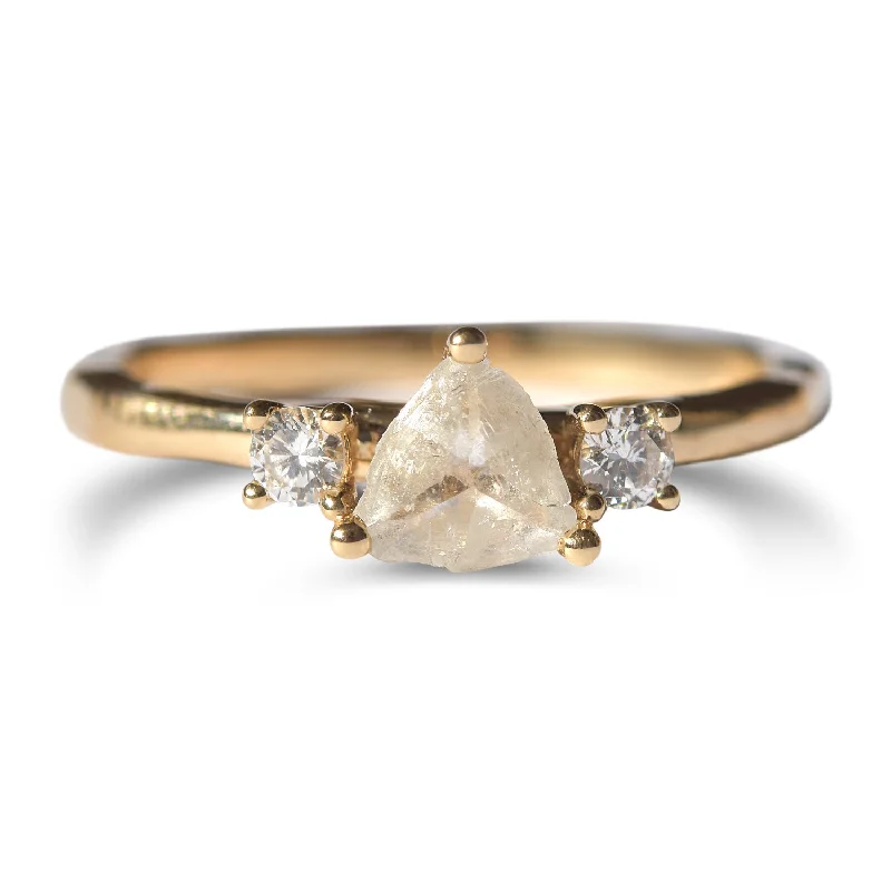 Rings For Frosty Evenings-Te'anim Ring - A three-stone raw diamond or sapphire engagement ring