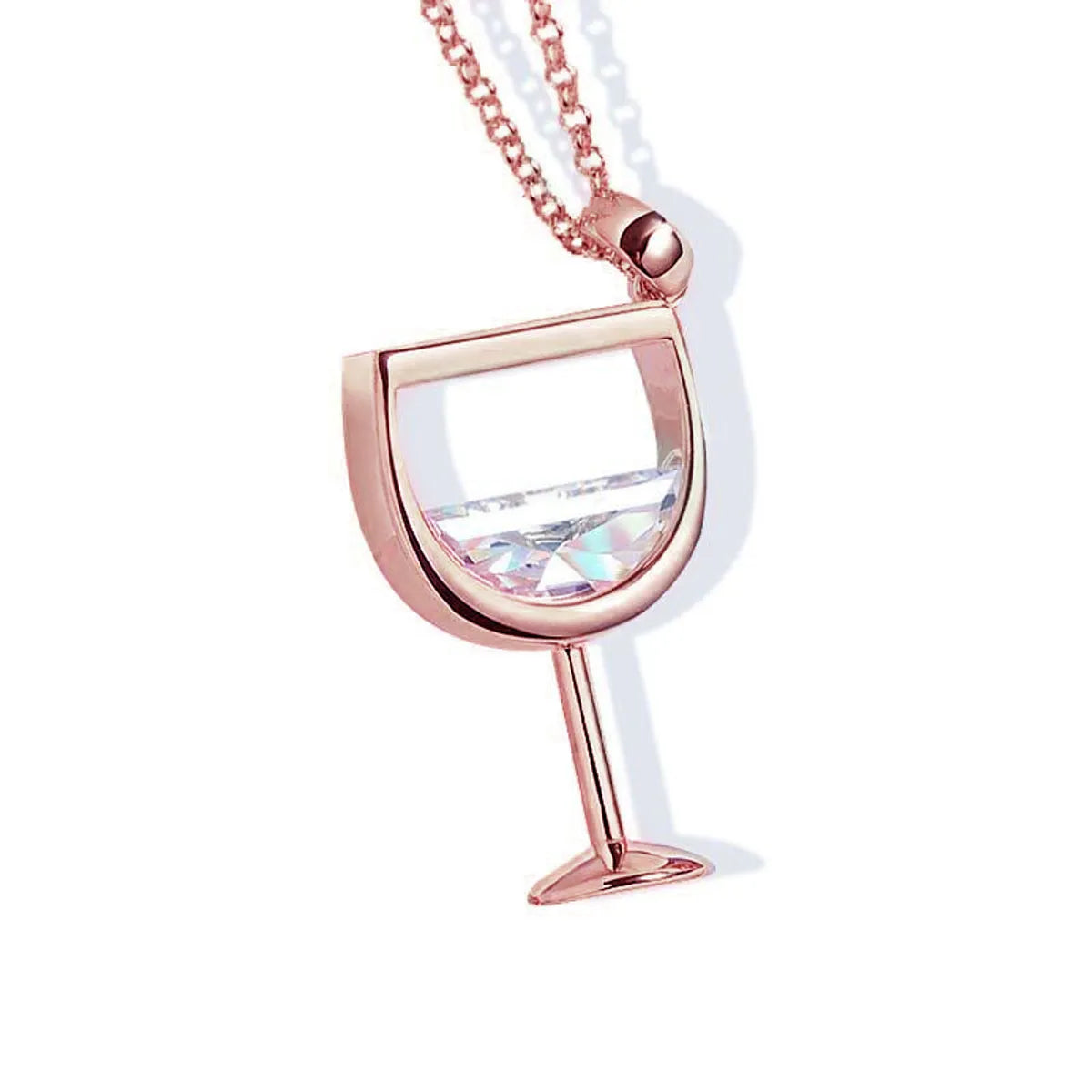 Rose Gold Wine Glass Necklace