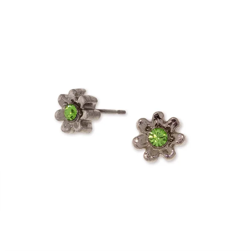 Earrings Beam Tips-1928 Jewelry Light Green Crystal Tiny Flower Stud Earrings