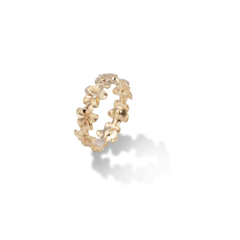 Rings Anchor Durability-Plumeria Eternity Ring in Gold with Diamonds- 6mm