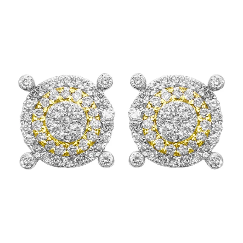 Earrings Gem Choices-Large Pave Stud Diamond Earrings .69cttw 10K Yellow Gold