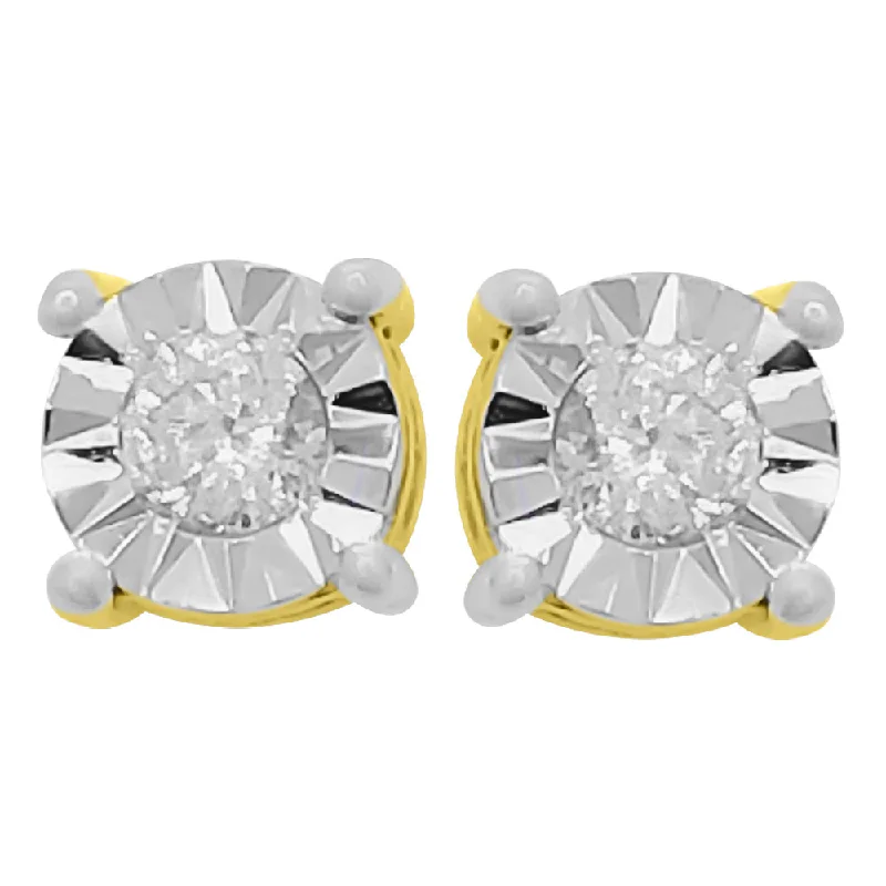 Earrings Stain Resistance-Diamond Stud Earrings Miracle Setting 10K White or Yellow Gold