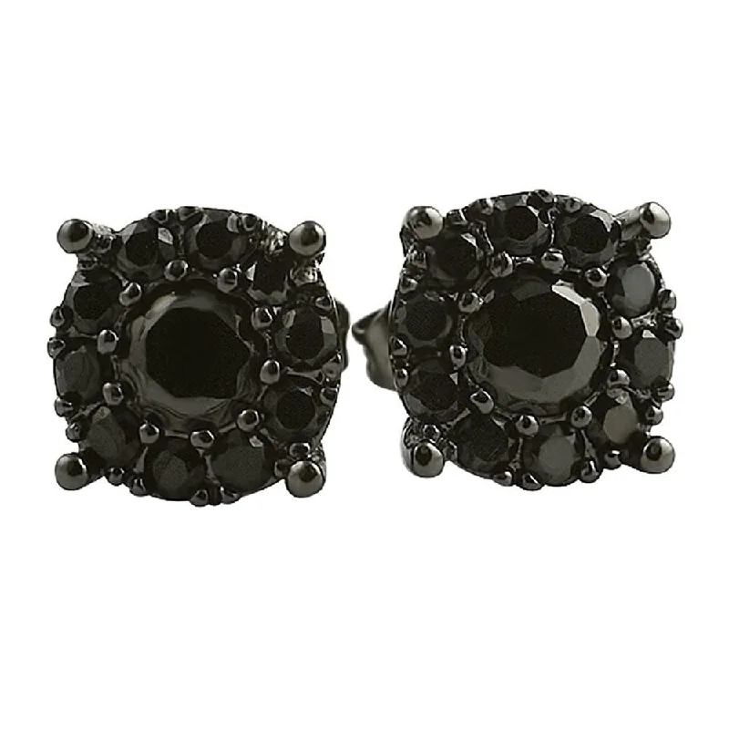 Earrings For Full Flair-Solitaire Cluster Black CZ Earrings