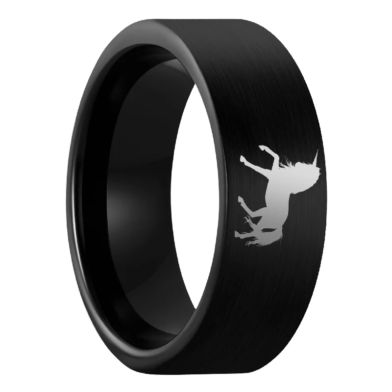 Best Hushed Rings-Unicorn Brushed Black Tungsten Men's Wedding Band