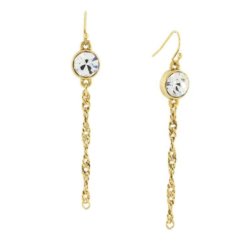 Earrings For Festive Gatherings-1928 Jewelry Round Crystal Chain Linear Drop Earrings