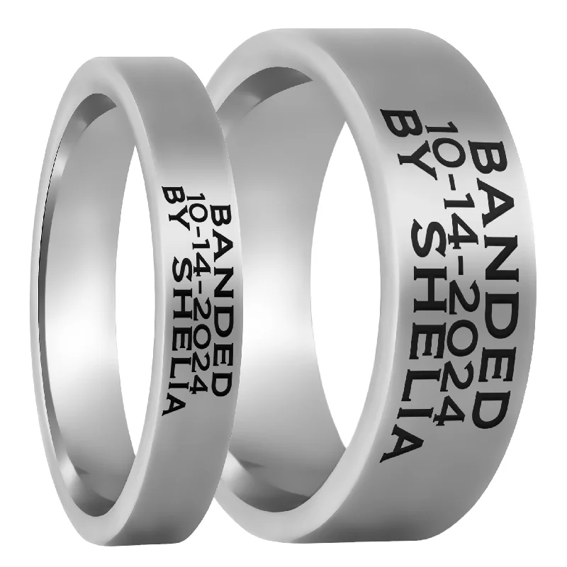 Rings For Subdued Tones-Duck Band Custom Engraved Tungsten Couple's Matching Ring Set