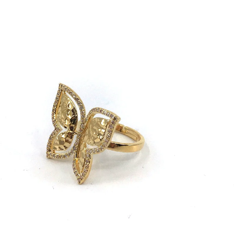 Rings For Eclectic Taste-Gold Plated CZ Butterfly Ring