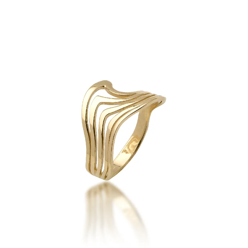 Rings Shimmer Insights-Abstract Nalu Ring in Gold - 11mm