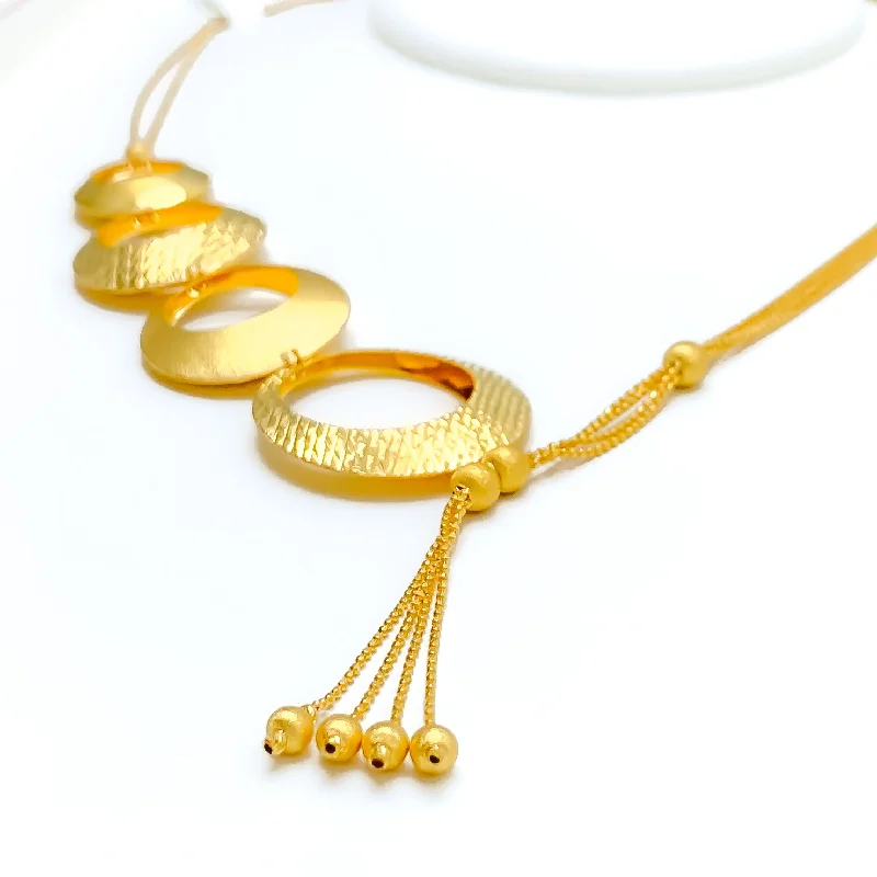 Necklaces Hang Options-Stunning Asymmetrical 21k Gold 5 Piece Long Necklace Set