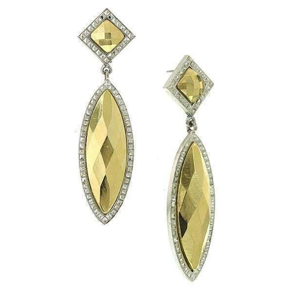 Earrings For Lean Lines-1928 Jewelry Fusion :Lux Stone Large 2 Part Marquise Earrings