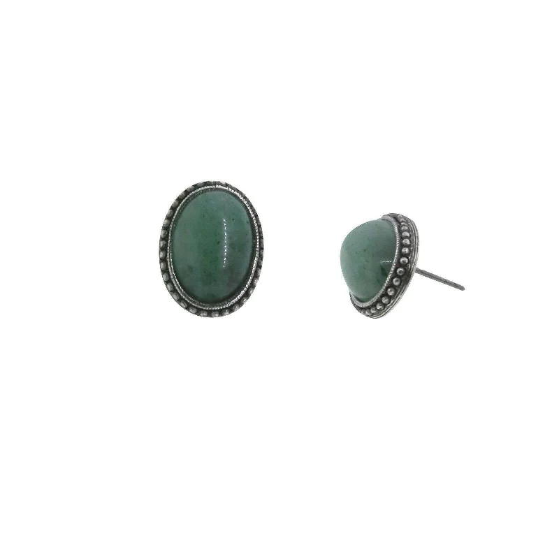 Earrings For Arm Bands-T.R.U. Antiqued Genuine Green Aventurine Post Earrings