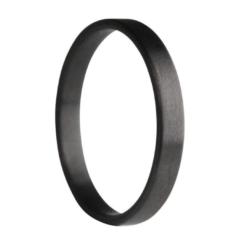 Rings Hunt Strategies-Extra Thin Stackable Black Carbon Fiber Wedding Band