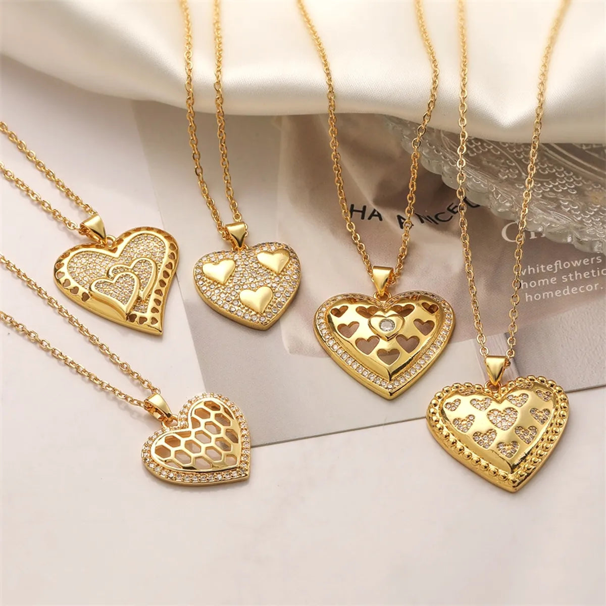 Necklaces For Toe Rings-Copper Simple Style Inlay Heart Shape Zircon Pendant Necklace