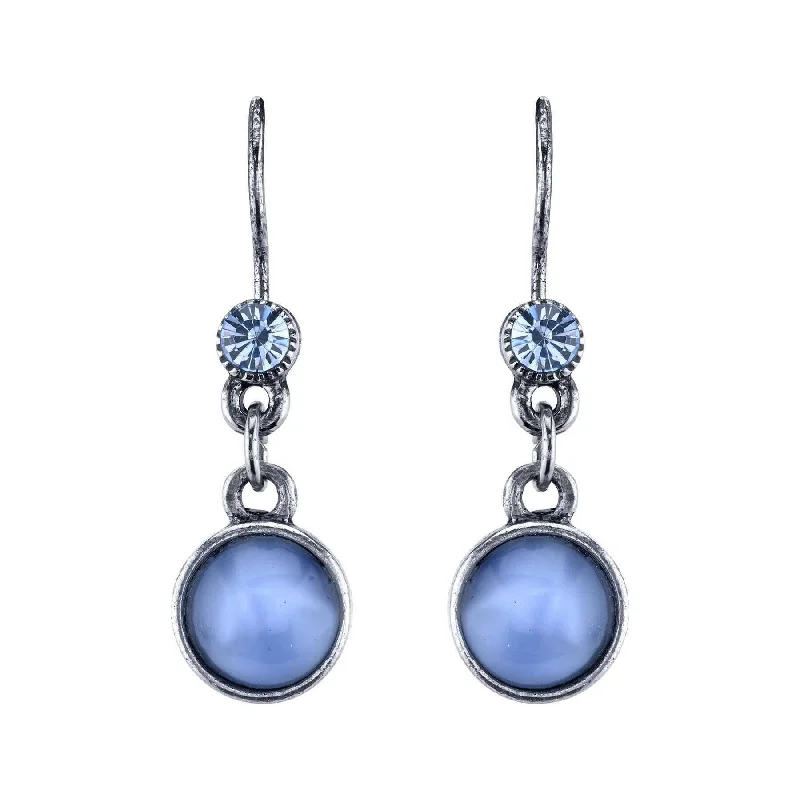 Earrings For Dense Wear-1928 Jewelry Light Sapphire Blue Crystal And Blue Moonstone Drop Earrings