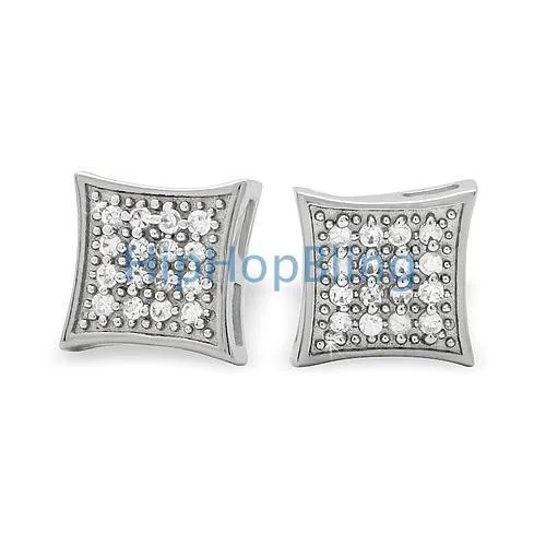 Earrings Deal Tips-32 Stones Kite CZ Micro Pave Iced Out Earrings .925 Silver