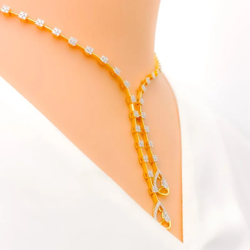 Necklaces For Toe Rings-Modern Majestic Drop Diamond + 18k Gold Necklace Set