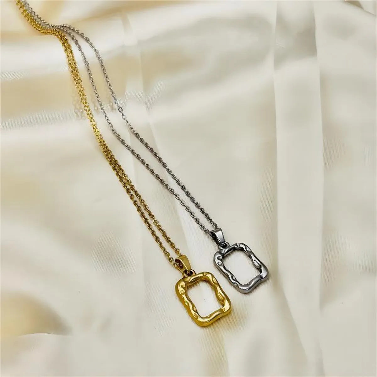 Necklaces With Dull Finish-Commute Solid Color Stainless Steel Irregular Plating 18k Gold Plated Pendant Necklace