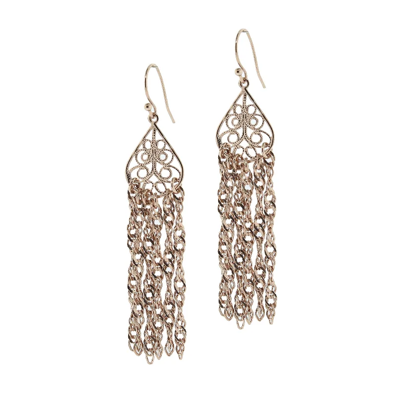 Best Swift Earrings-1928 Jewelry Rose Gold Teardrop Filigree & Tassel Earrings