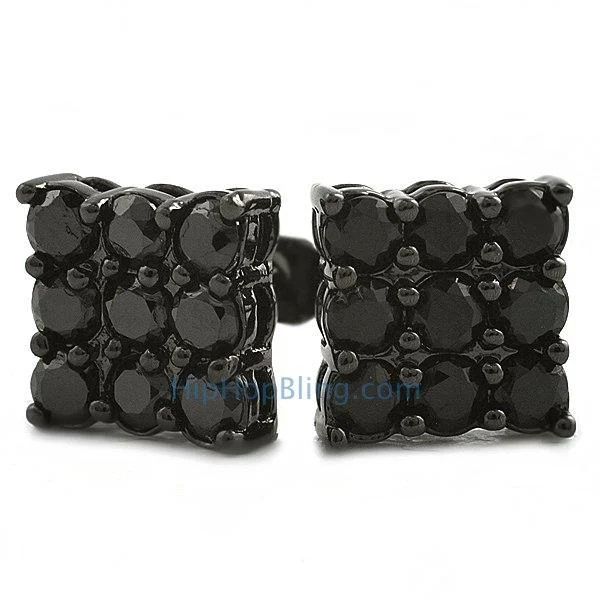 Earrings Deal Finds-9 Stone Box Black CZ Bling Bling Earrings