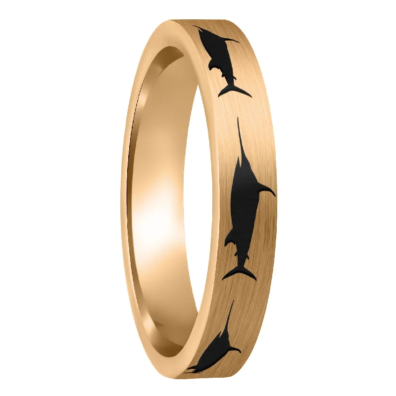 Rings For Tender Wear-Swordfish Brushed Rose Gold Tungsten Women's Wedding Band