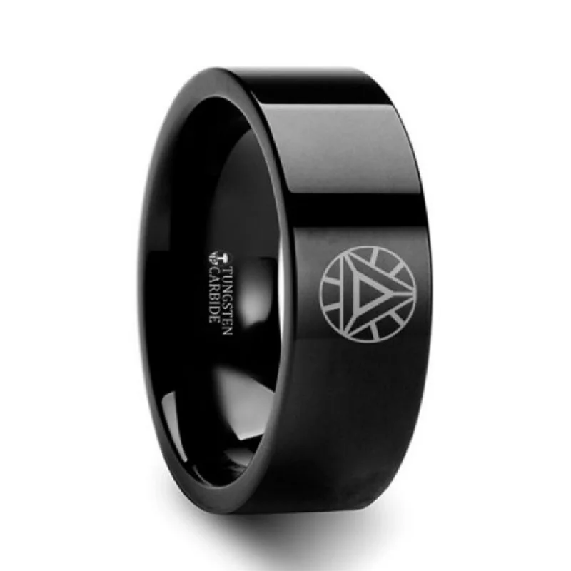 Best Hearty Rings-Iron Man Black Tungsten Men's Wedding Band