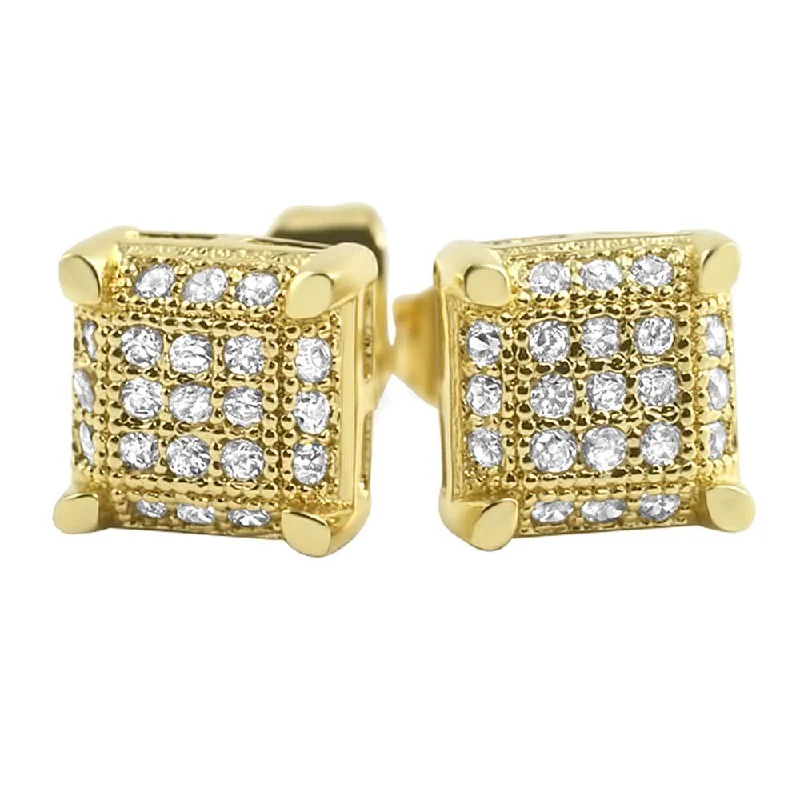 Earrings For Secret Gifts-Small Cube CZ Micro Pave Earrings