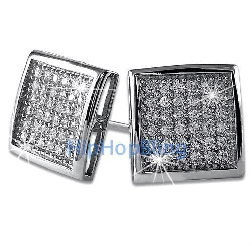 Earrings Pair Tutorial-Large Deep Box CZ Micropave Earrings .925 Sterling Silver