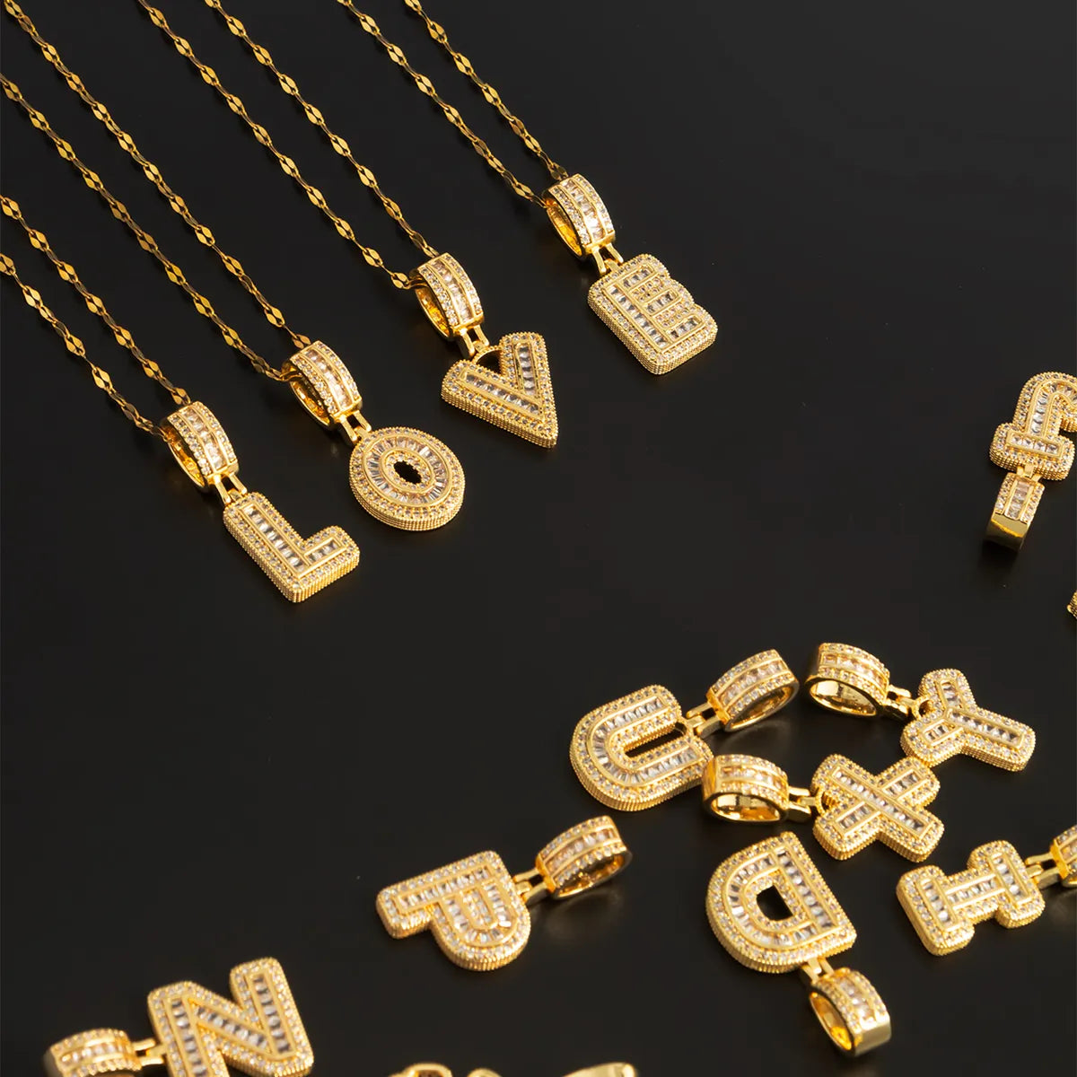 Necklaces For Lazy Days-Wholesale Hip-hop Simple Style Letter Stainless Steel Plating Inlay 18k Gold Plated Zircon Pendant Necklace