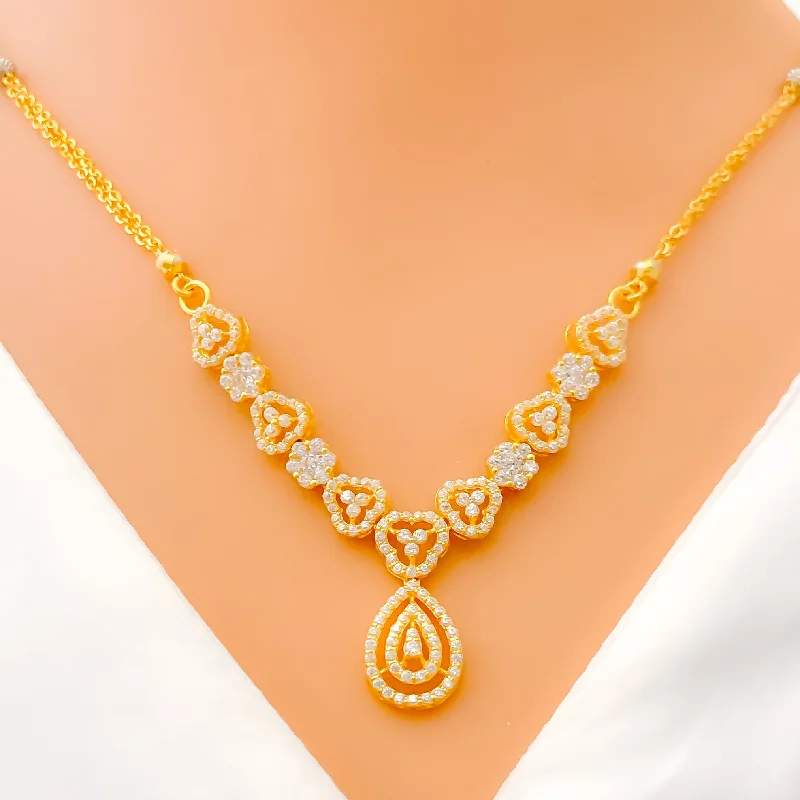 Necklaces For Dance Events-Iconic Couture Open Drop 22k Gold CZ Necklace Set