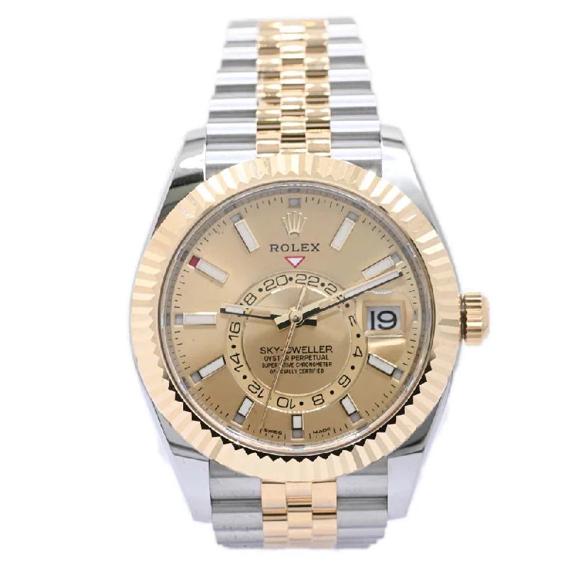 Watches For High Fit-Watches For Square Frames-Rolex Sky-Dweller 42mm Champagne Dial Watch Ref# 326933