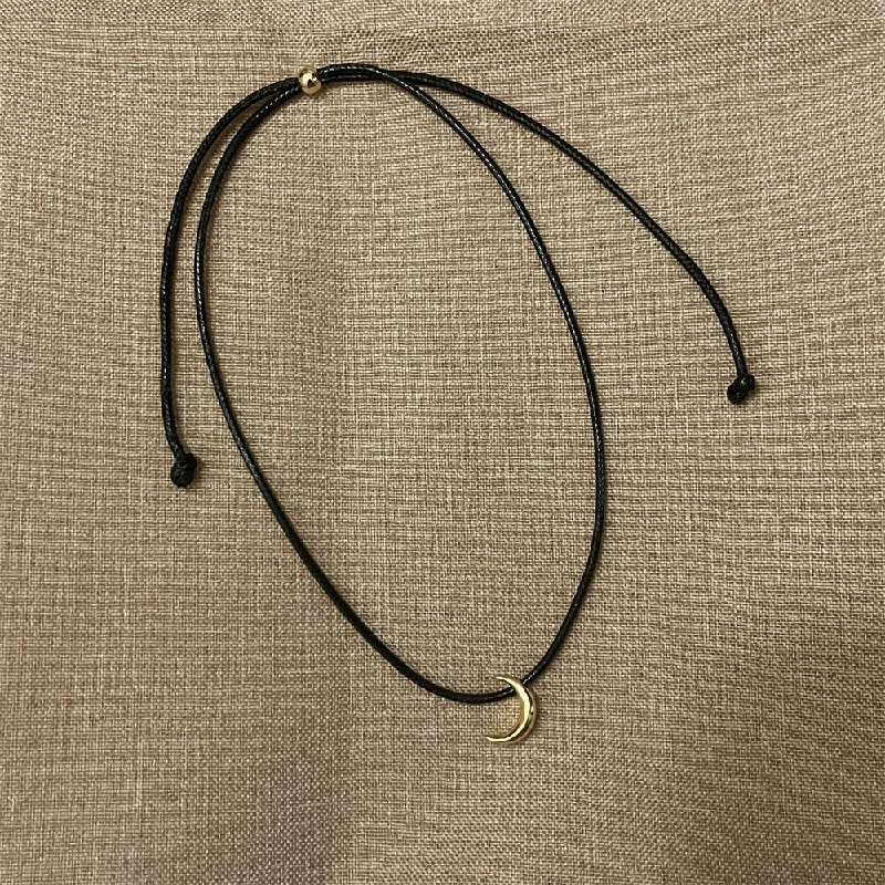 Gold Crescent Braid Rope Necklace