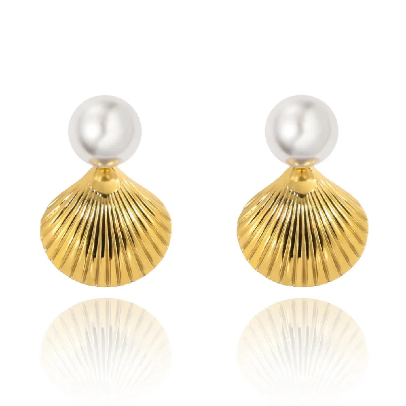 Earrings With Spiral Lines-Sylvie Pearl Earring