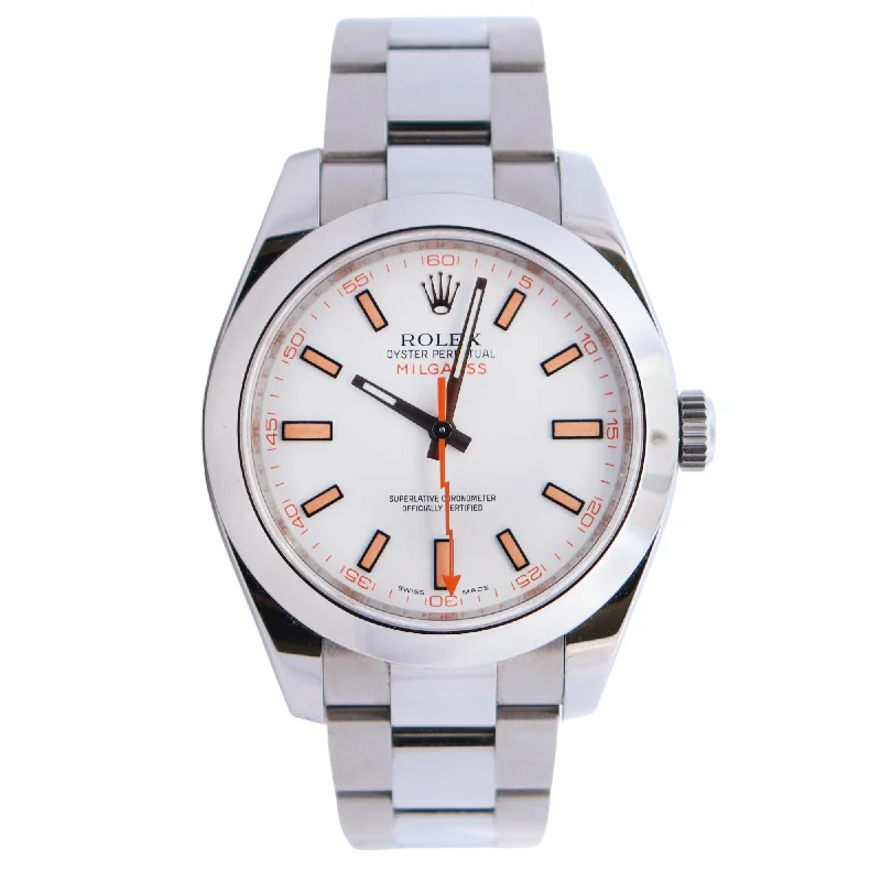 Watches For Stout Arms-Watches For Round Arms-Rolex Milgauss 40mm White Dial Watch Ref# 116400