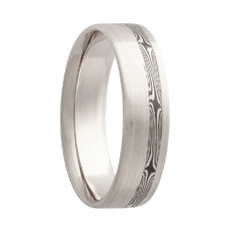 Rings Flash Discounts-Mokume Gane Inlay 14k White Gold Wedding Band