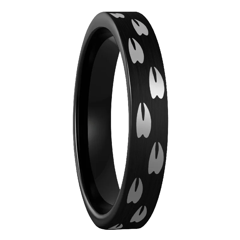 Rings Shimmer Ratings-Elk Tracks Brushed Black Tungsten Women's Wedding Band