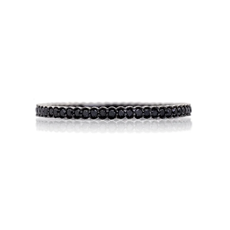 Rings For Midnight Revelry-Scallop Black Diamond Band