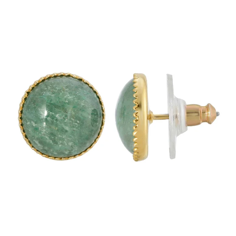 Hush Earrings For Ease-1928 Jewelry Round Green Aventurine Semi Precious Stud Earrings