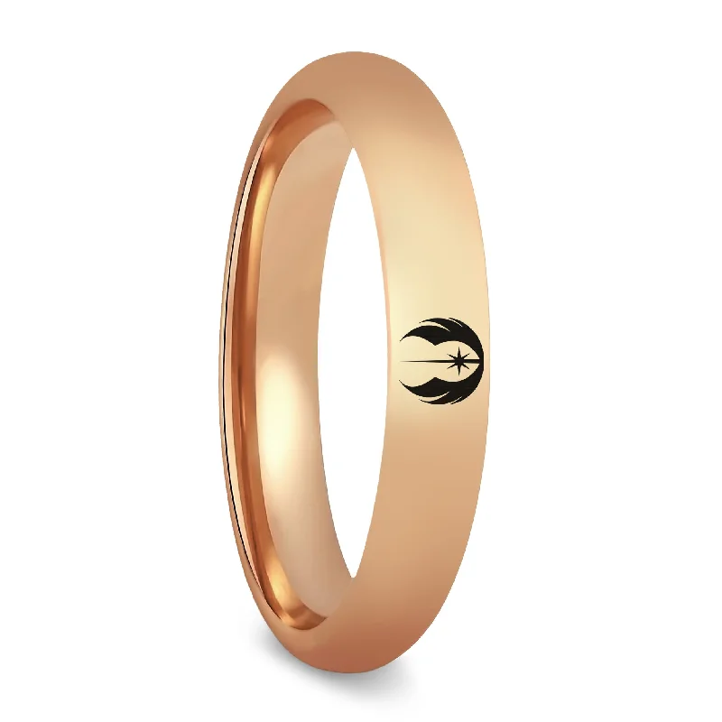 Rings For Morning Coffee-Star Wars Jedi Order Symbol Rose Gold Tungsten Women's Wedding Band