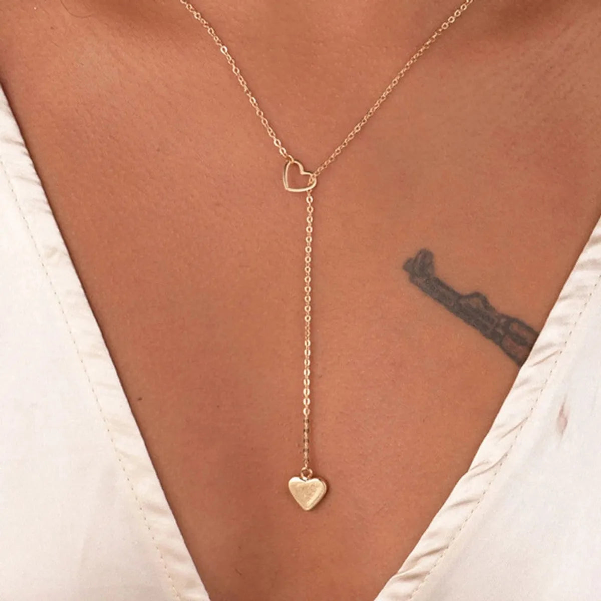 Necklaces For Trip Looks-Creative Simple Peach Heart Love Pendant Women's Y-shaped Necklace