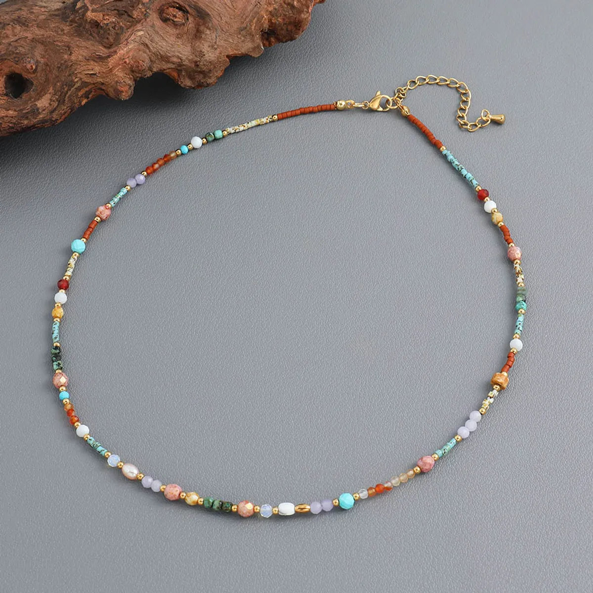 Best Use Necklaces-Classic Style Color Block Stainless Steel Natural Stone Seed Bead Beaded Women's Necklace