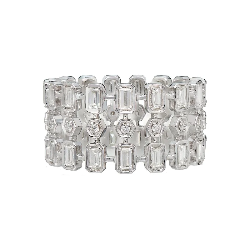 Rings For Tide Moments-Loire Baguette Wide White Diamond Band