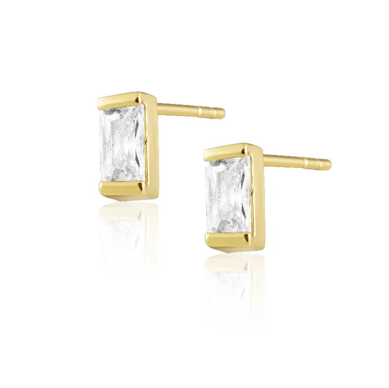 Earrings For Push Backs-Sheila Baguette Stud