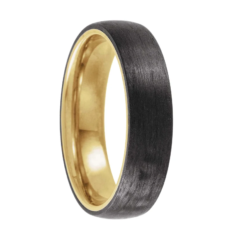 Rings Wear Scores-18k Yellow Gold Plated Contrasting Interior Titanium Men's Wedding Band