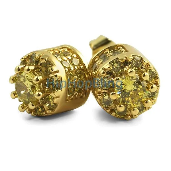 Earrings For Sleek Trends-3D Cluster Lemonade CZ Bling Bling Earrings